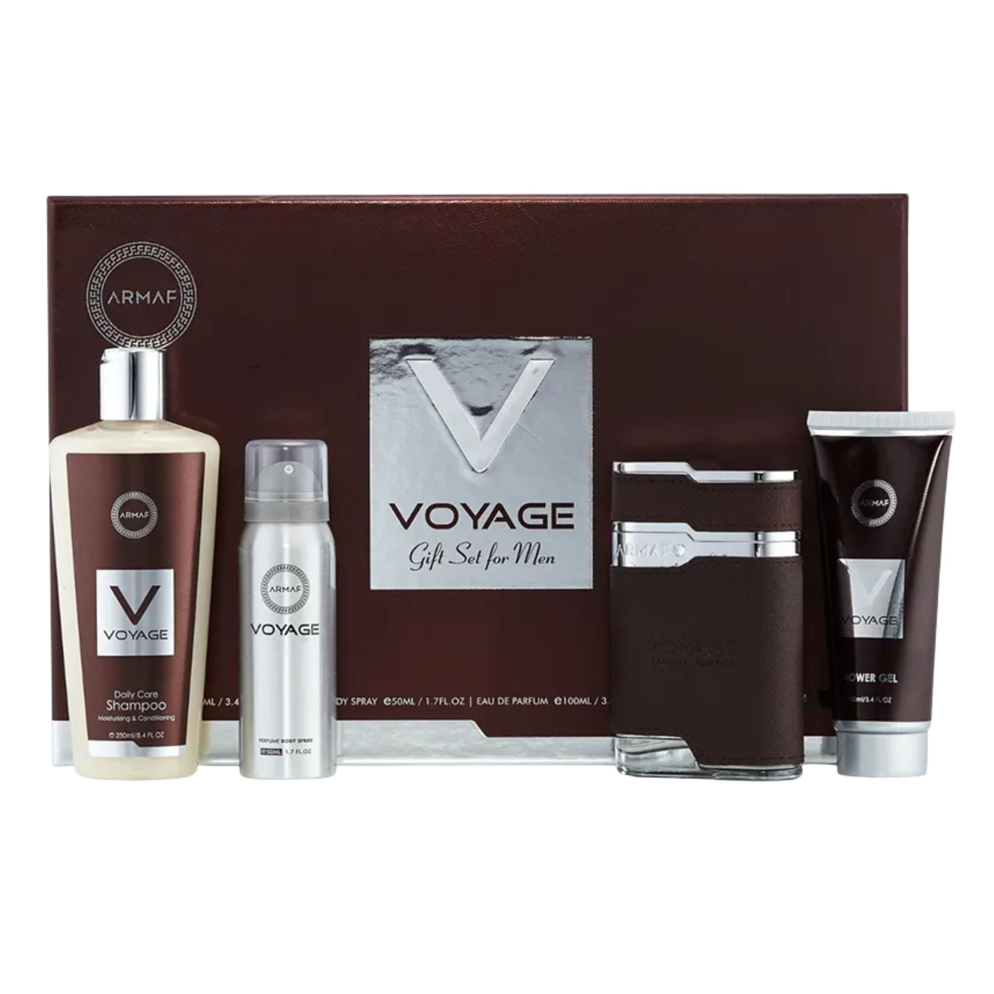 Armaf Men's Voyage Brown 4-Piece Set 3.4oz Men EDP by Armaf