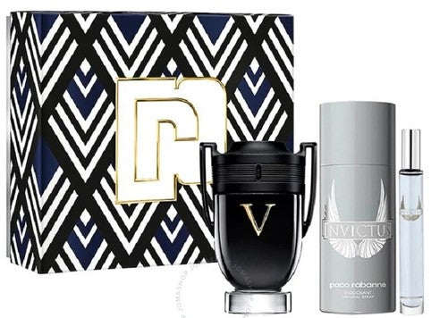 Paco Rabanne Invictus Victory 3-Piece Set 3.4oz Men EDP Spray by Paco Rabanne
