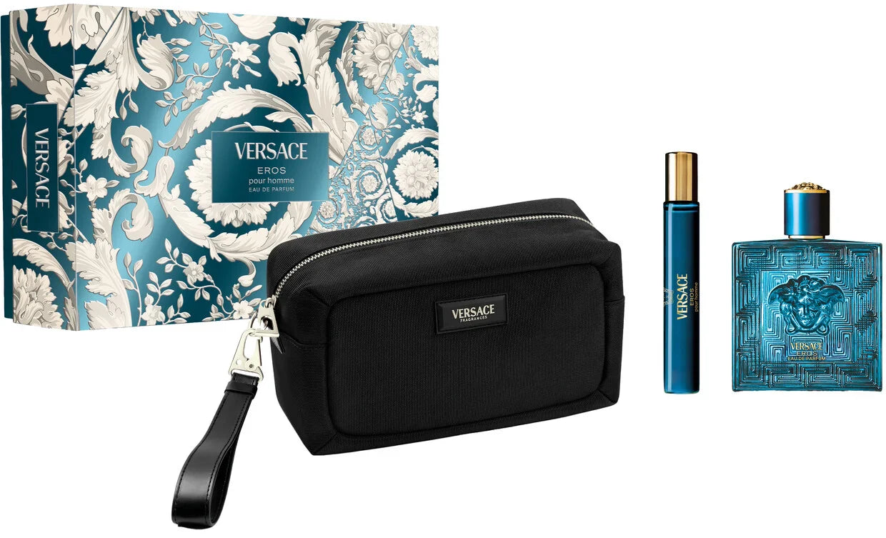 Versace Eros 3-Piece Set 3.4oz Men EDP Spray by Versace
