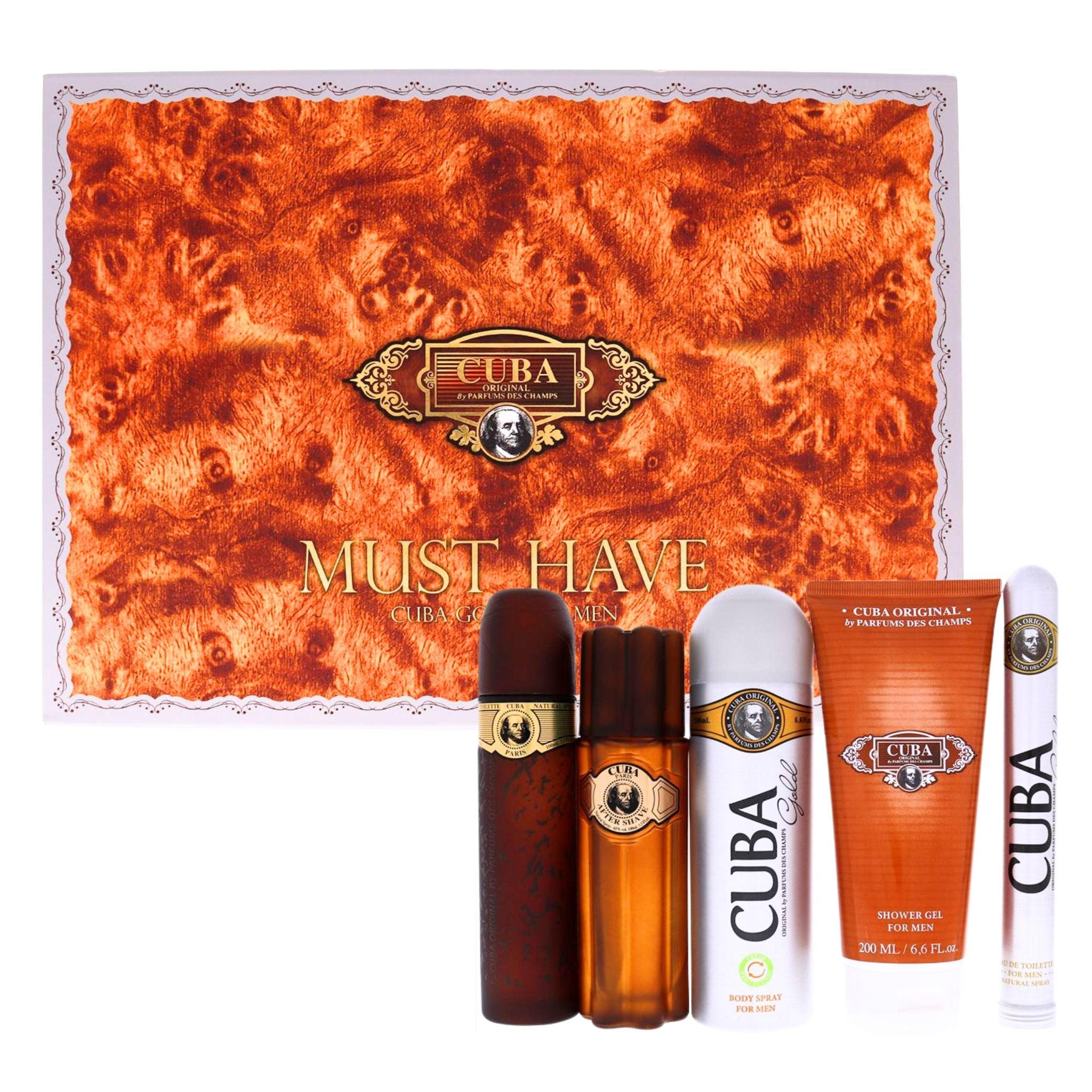 Cuba Gold 5-Piece Set 3.4oz Men EDT Spray by Cuba