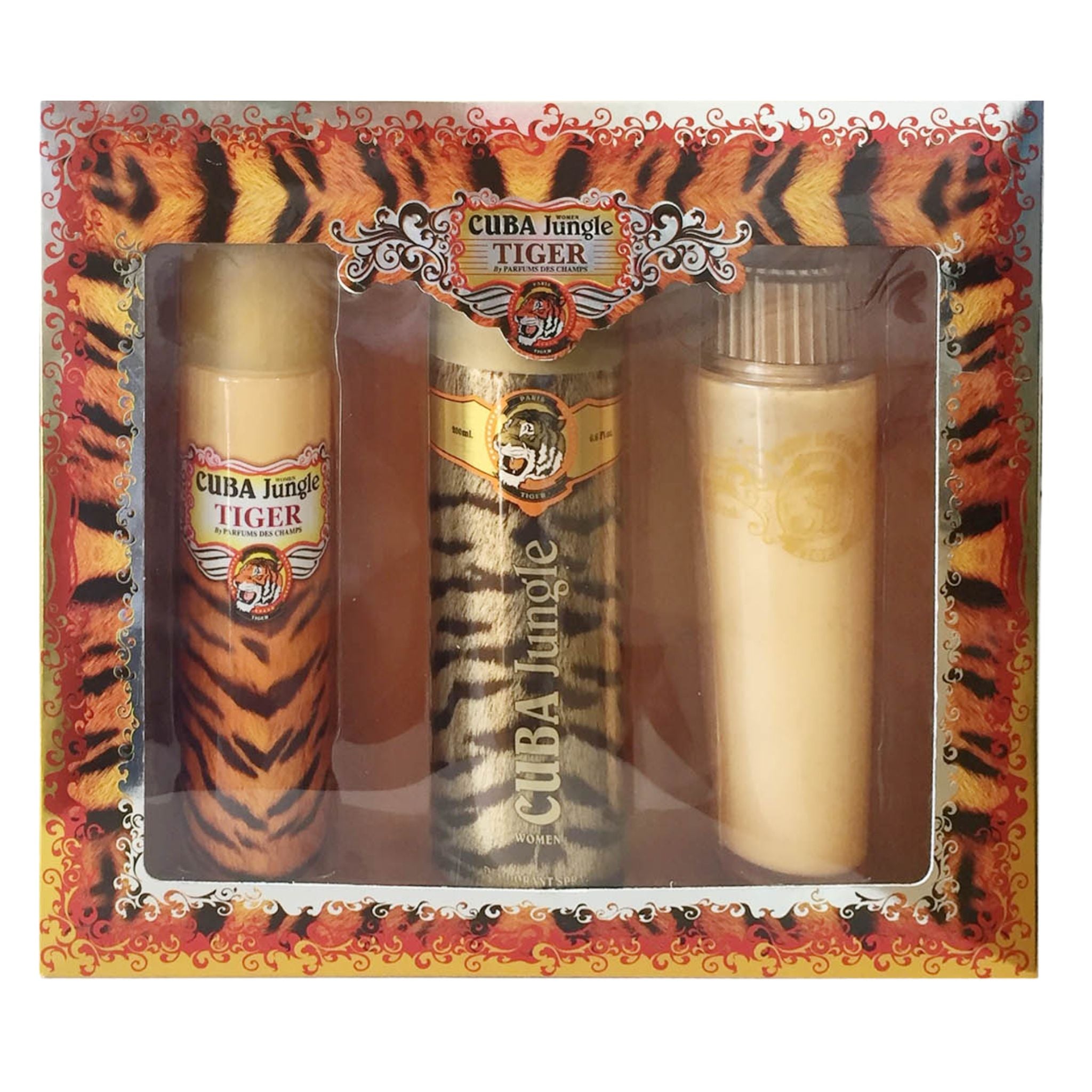 Cuba Tiger 3-Piece Set 3.4oz Women EDP Spray by Cuba