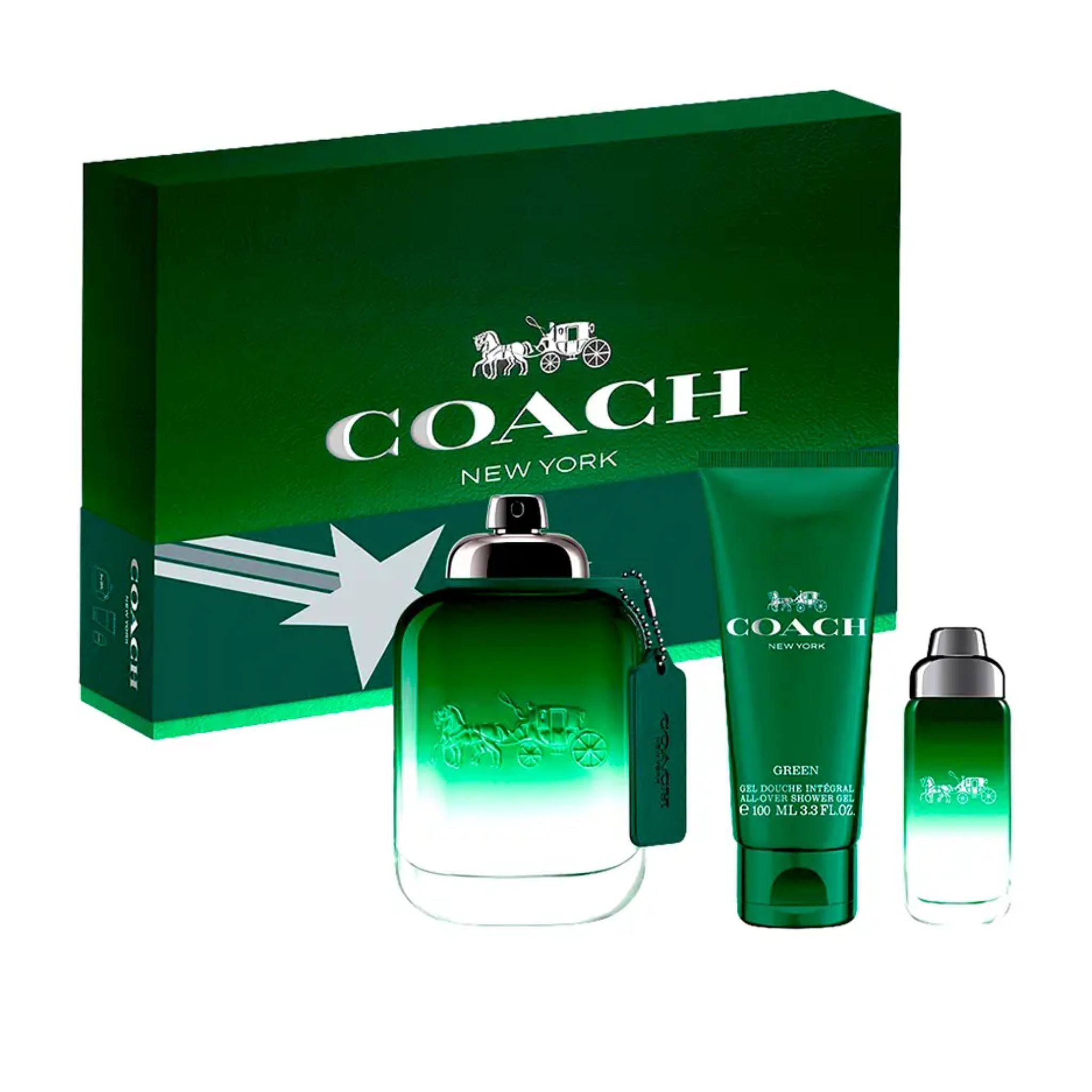 Coach Green 3-Piece Set 3.3oz Men EDT Spray by Coach