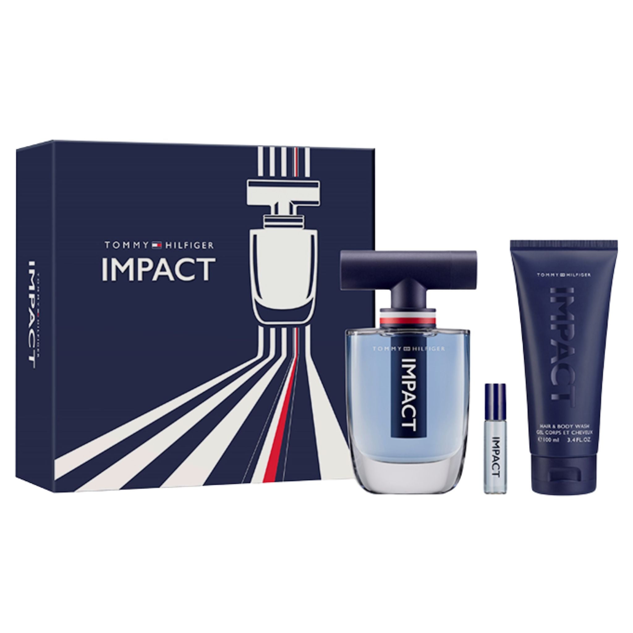 Tommy Hilfiger Impact 3-Piece Set 3.4oz Men EDT Spray by Tommy Hilfiger