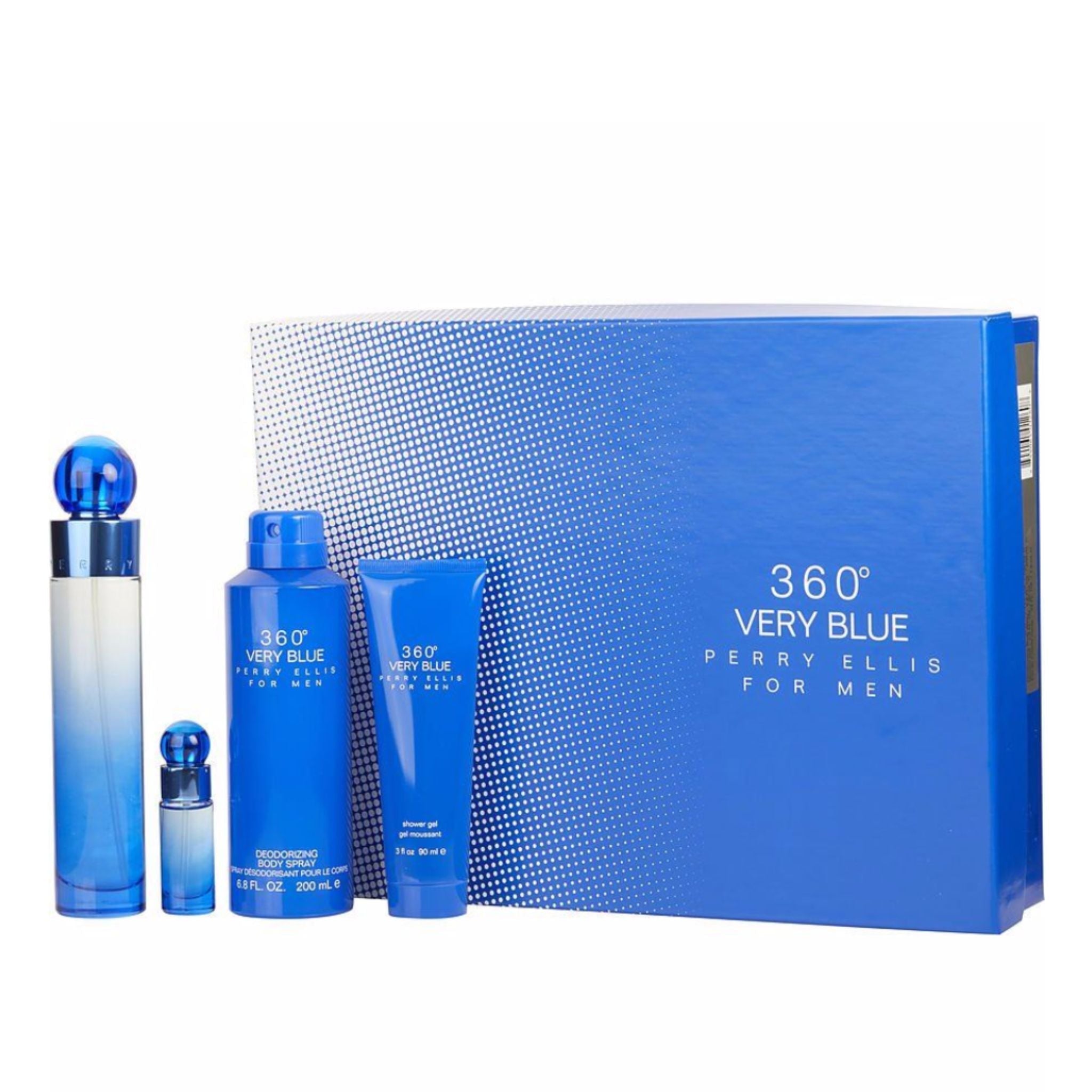 Perry Ellis 360 Very Blue 4-Piece Set 3.4oz Men EDT Spray by Perry Ellis