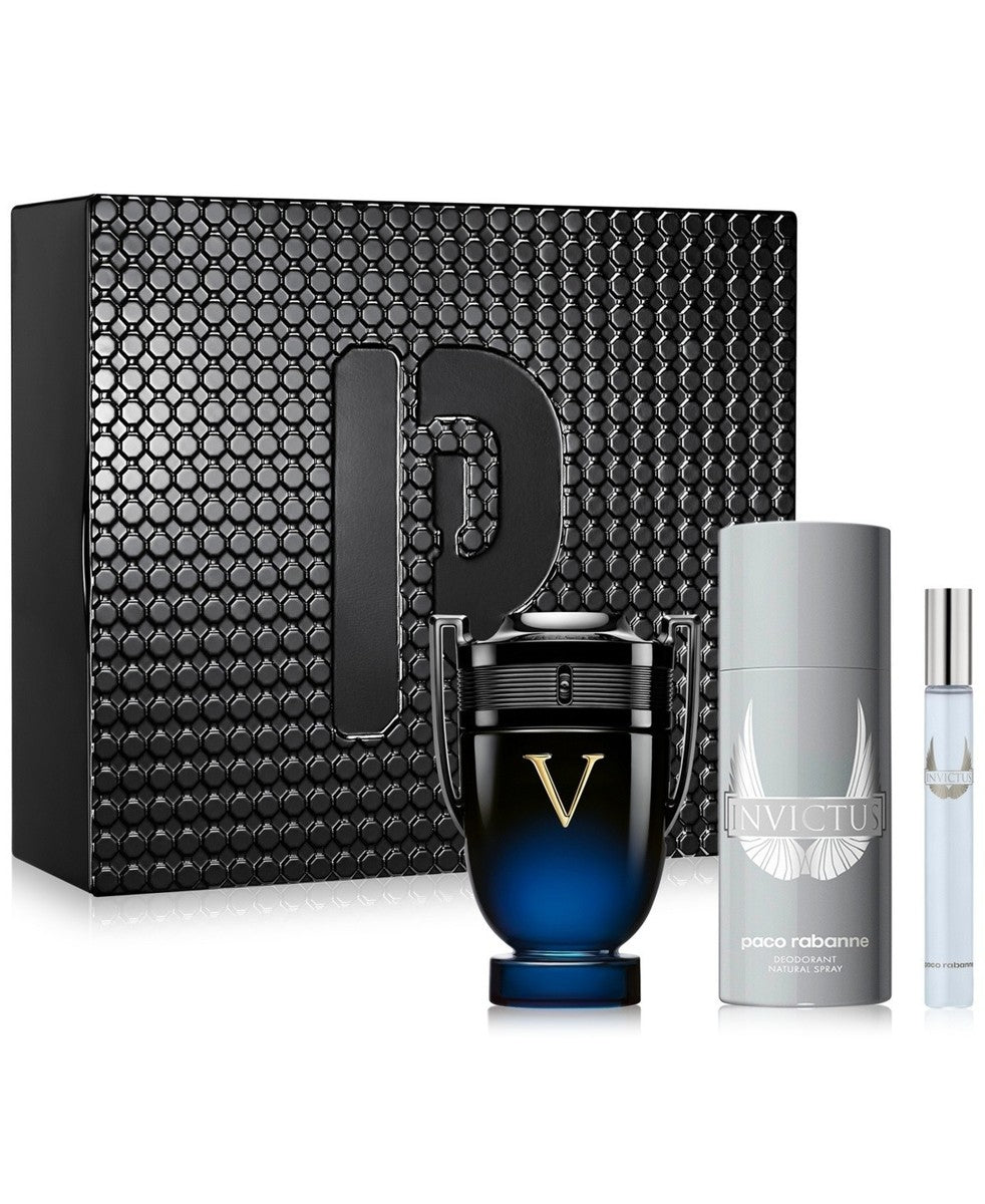 Paco Rabanne Invictus Victory Elixir Parfum 3-Piece Set 3.4oz Men EDP Spray by Paco Rabanne
