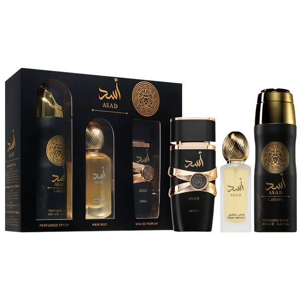 Lattafa Asad 3-Piece Set 3.4oz Men EDP Spray by Lattafa
