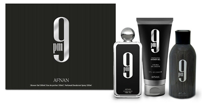 Afnan 9Pm Black 3-Piece Set 3.4oz Men EDP Spray by Afnan