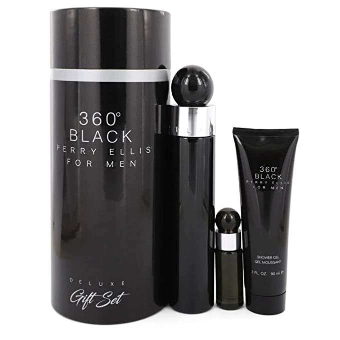 Perry Ellis 360 Black 3-Piece Set 3.4oz Men EDT Spray by Perry Ellis