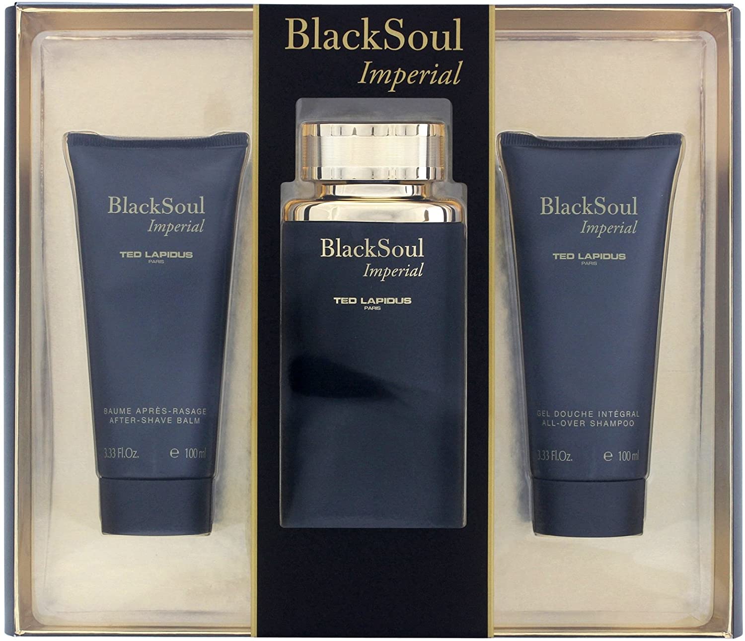 Ted Blacksoul Imperial 3-Piece Set 3.4oz Men EDT Spray by Ted Lapidus