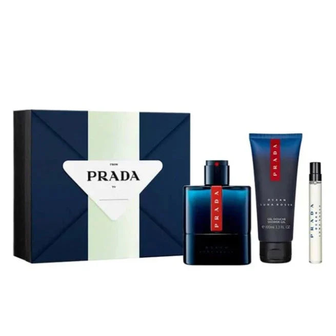 Prada Luna Rosa Ocean 3-Piece Set 3.3oz EDT Men Spray by Prada