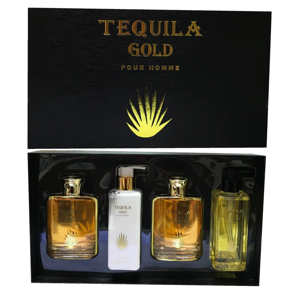 Tequila Gold 4-Piece Set 3.4oz Men EDP Spray by Tequila