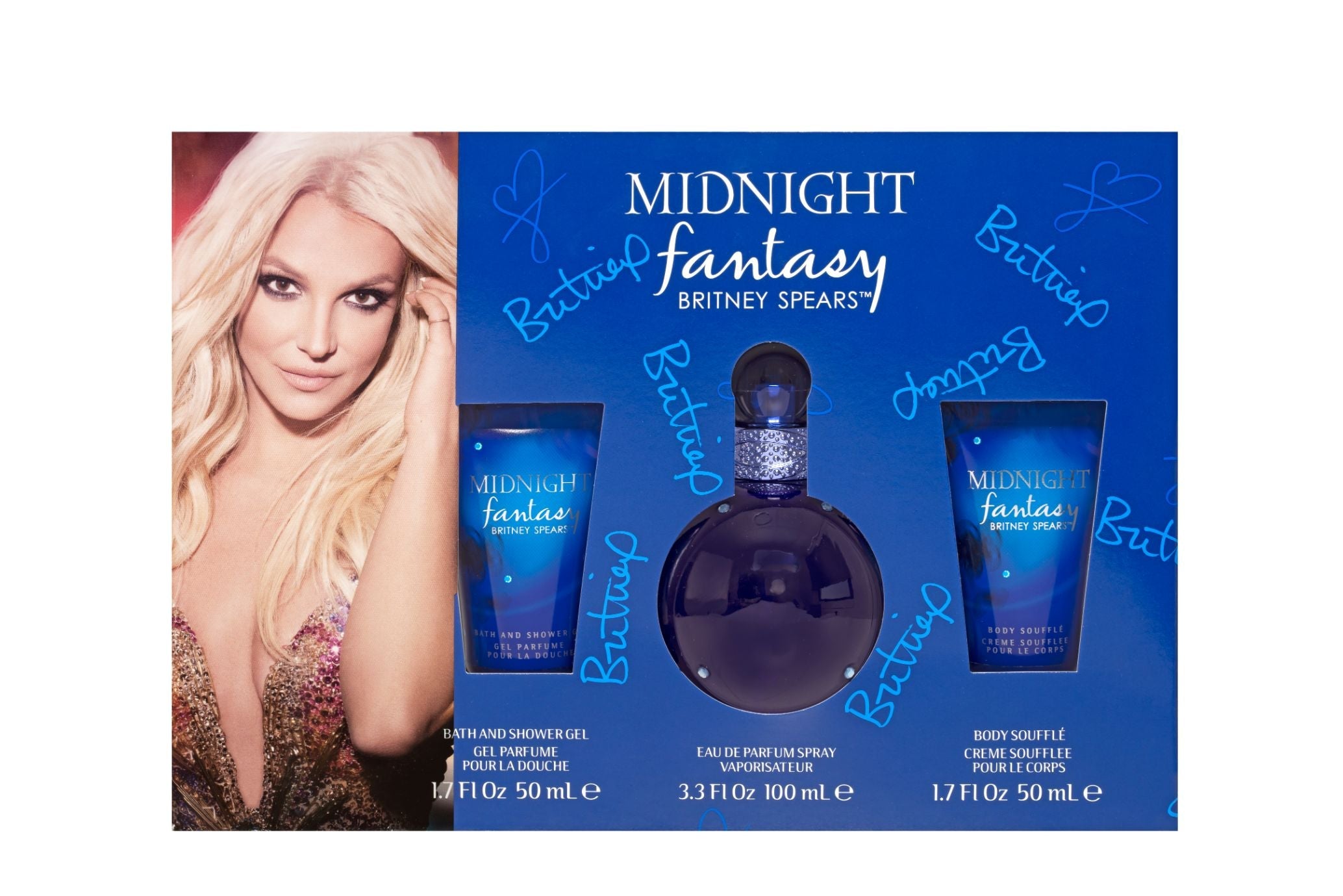 Britney Spears Fantasy Midnight 3-Piece Set 3.3oz Women EDP Spray by Britney Spears