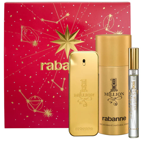 Paco Rabanne 1 Million Paco Rabanne 3-Piece Set 3.4oz EDT Men Spray by Paco Rabanne