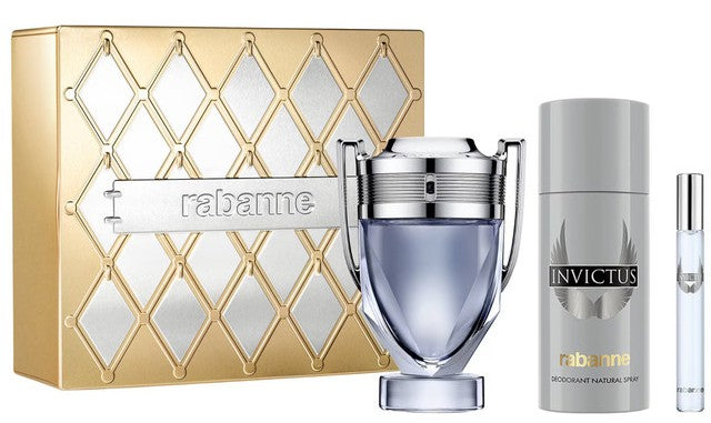 Paco Rabanne Invictus 3-Piece Set 3.4oz Men EDT Spray by Paco Rabanne