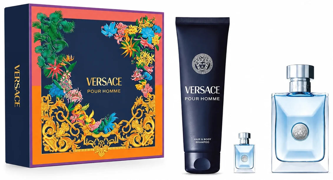 Versace Homme 3-Piece Set 3.4oz Men EDT Spray by Versace