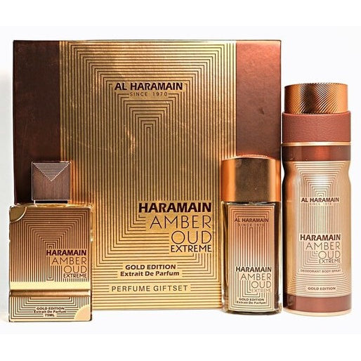 Amber Oud Gold Edition Extreme 3-Piece Set by Al Haramain 2.5oz Unisex Parfum Spray