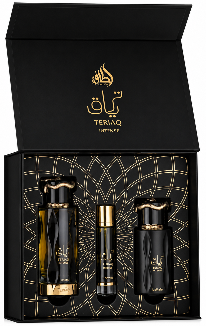 Teriaq Intense by Lattafa 3-Piece Set 3.4oz Unisex EDP Spray