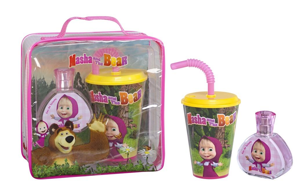 Masha The Bear Bag 3-Piece Set 1.7oz Kids EDT Spray by Air Val